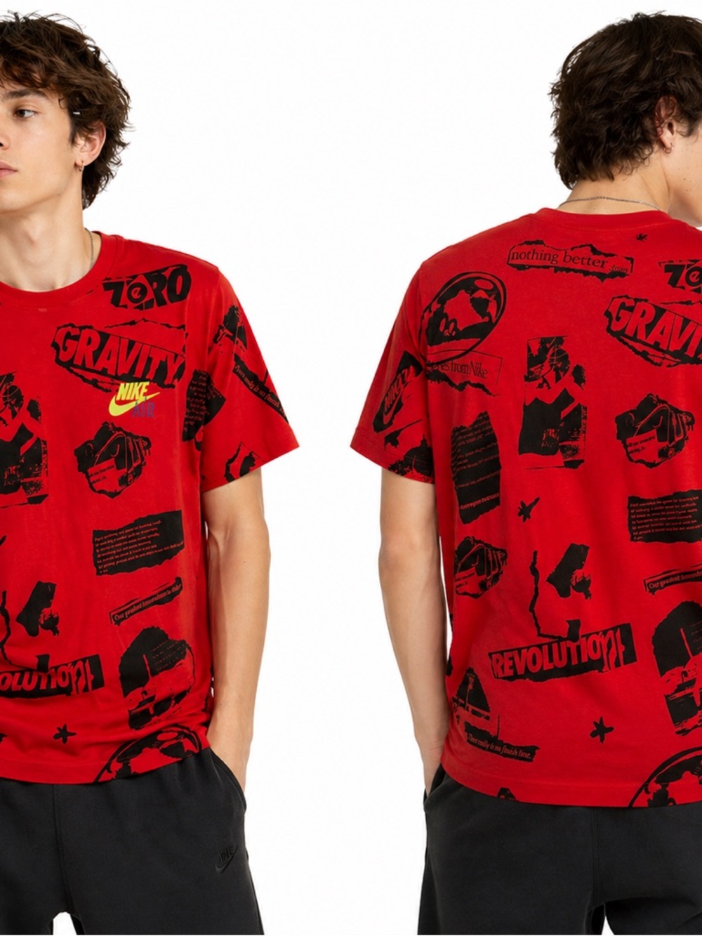 Nike All Over Print Graphic T Shirt Red Black Nike Air Gravity Revolution Mens M